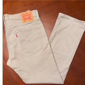 Levi 513 Slim Straight Mens Jean 36x32 Tan Khaki Stretch Denim Workwear Everyday